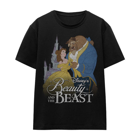 Black - Front - Beauty And The Beast Unisex Adult Belle Beast Castle T-Shirt