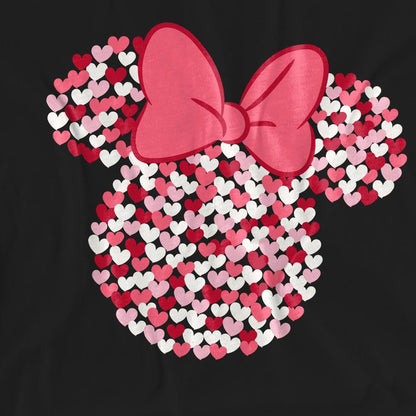 Black - Side - Disney Unisex Adult Minnie Mouse Heart Ears Silhouette Valentine`s Day T-Shirt