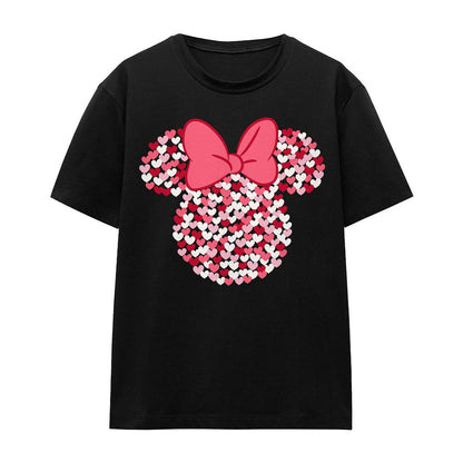 Black - Front - Disney Unisex Adult Minnie Mouse Heart Ears Silhouette Valentine`s Day T-Shirt