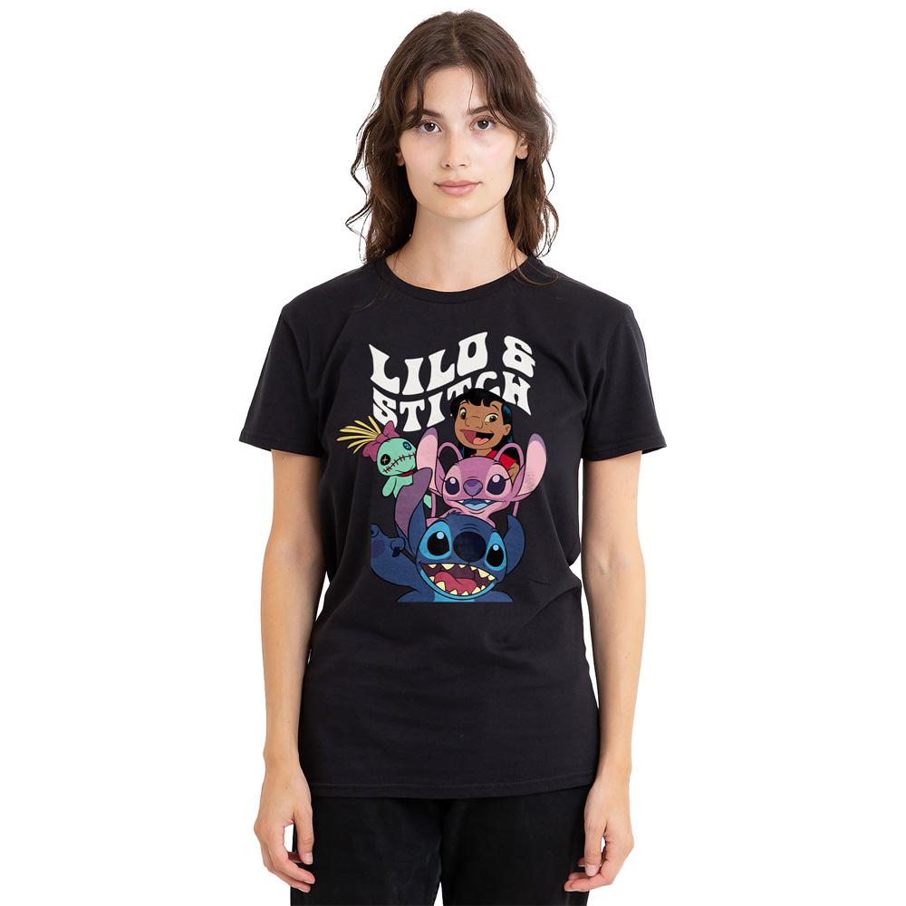 Black - Side - Lilo & Stitch Unisex Adult Character Montage T-Shirt