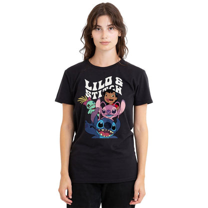 Black - Side - Lilo & Stitch Unisex Adult Character Montage T-Shirt