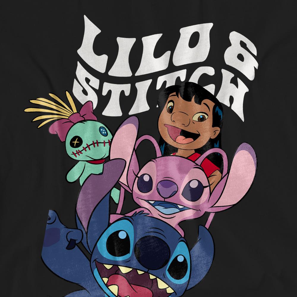 Black - Pack Shot - Lilo & Stitch Unisex Adult Character Montage T-Shirt