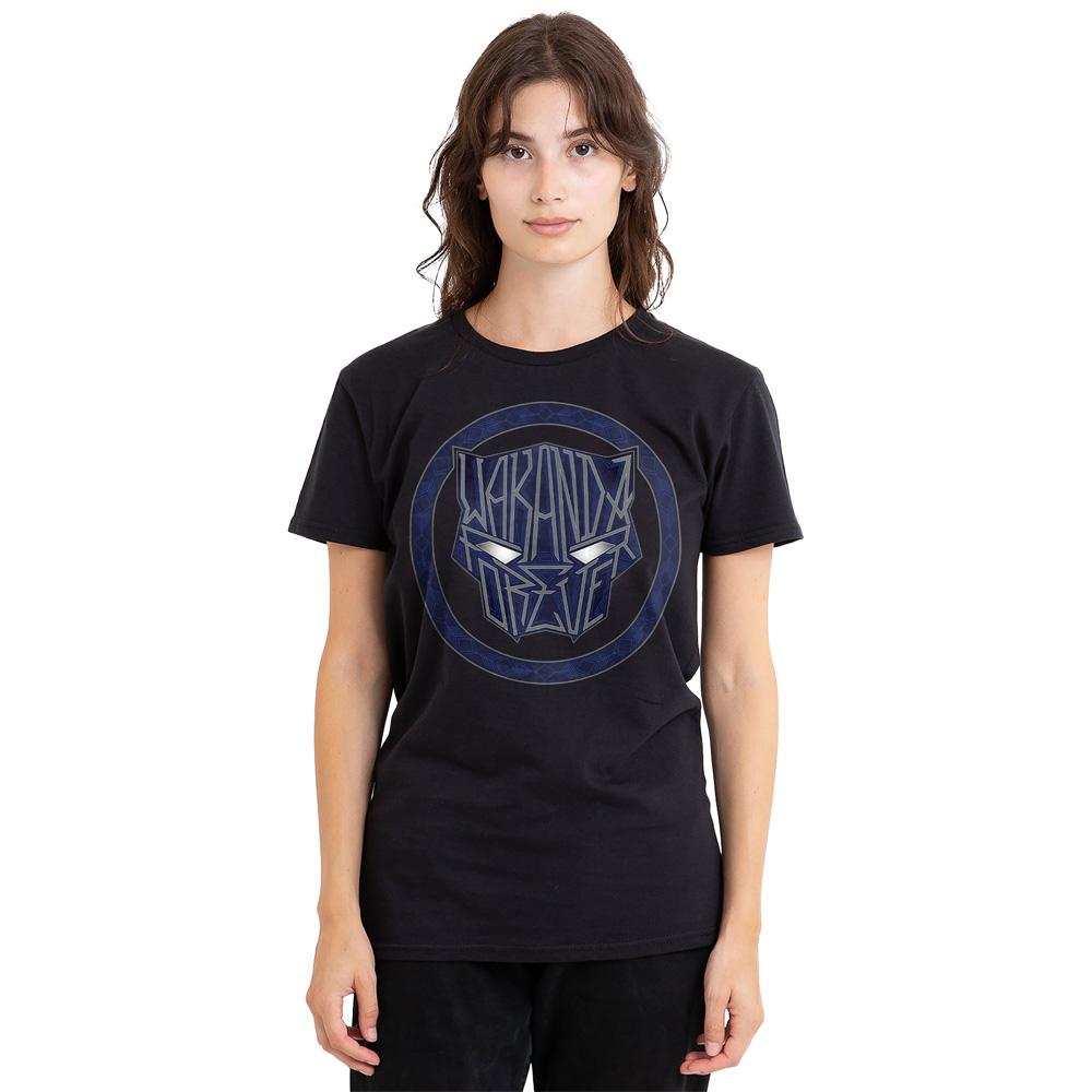 Black - Side - Black Panther: Wakanda Forever Unisex Adult Text T-Shirt