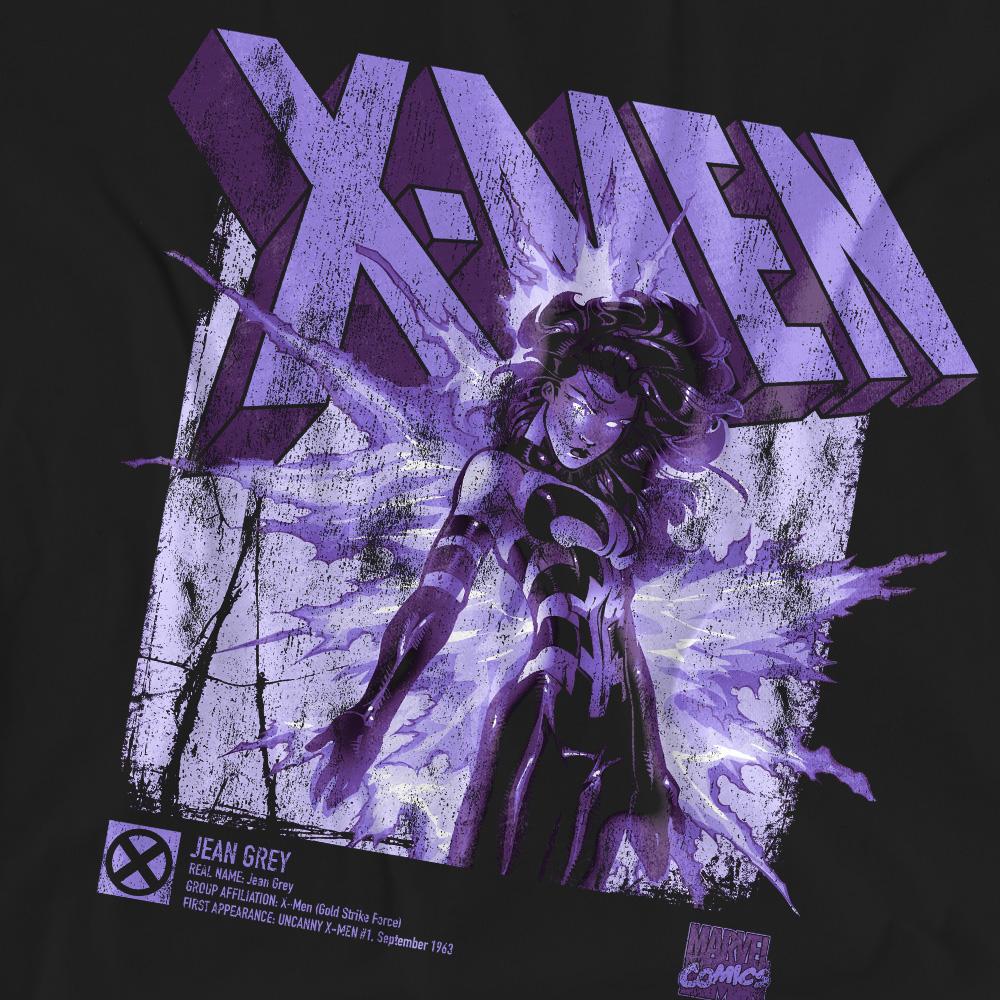 Black - Pack Shot - Marvel Unisex Adult X-Men Jean Grey Infographic T-Shirt