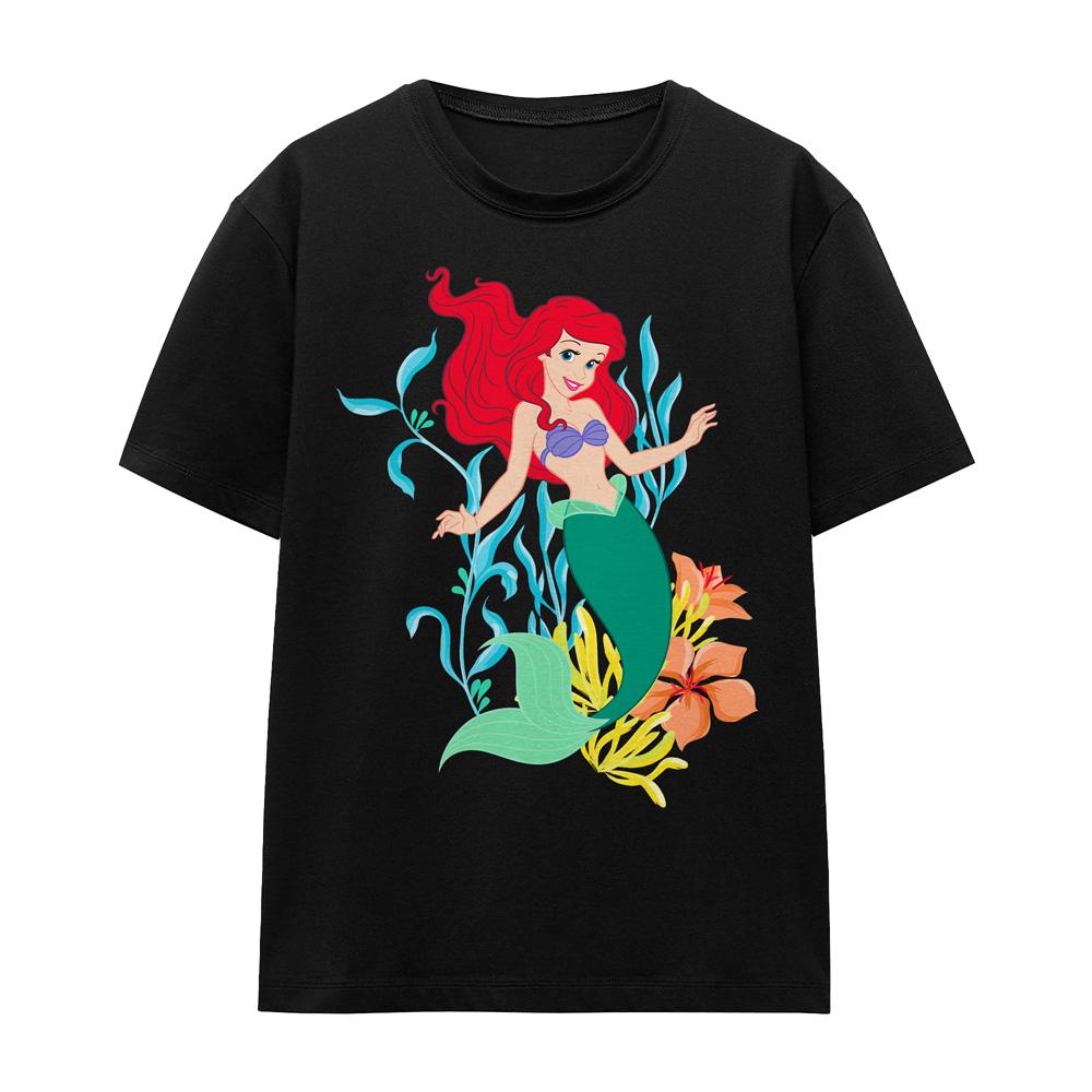 Black - Front - The Little Mermaid Unisex Adult Ariel Kelp T-Shirt