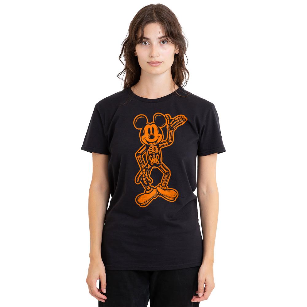 Black - Side - Disney Unisex Adult Mickey Mouse Skeleton T-Shirt