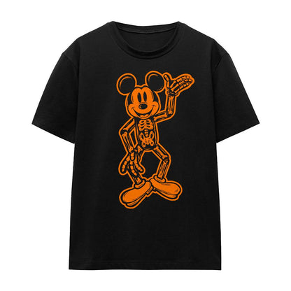 Black - Front - Disney Unisex Adult Mickey Mouse Skeleton T-Shirt