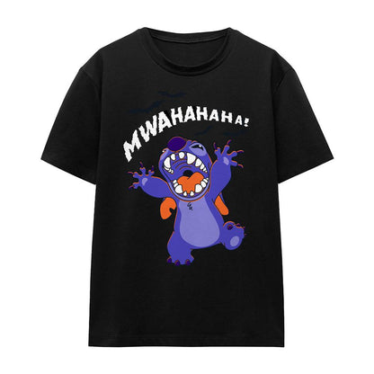 Black - Front - Lilo & Stitch Unisex Adult Evil Laugh T-Shirt