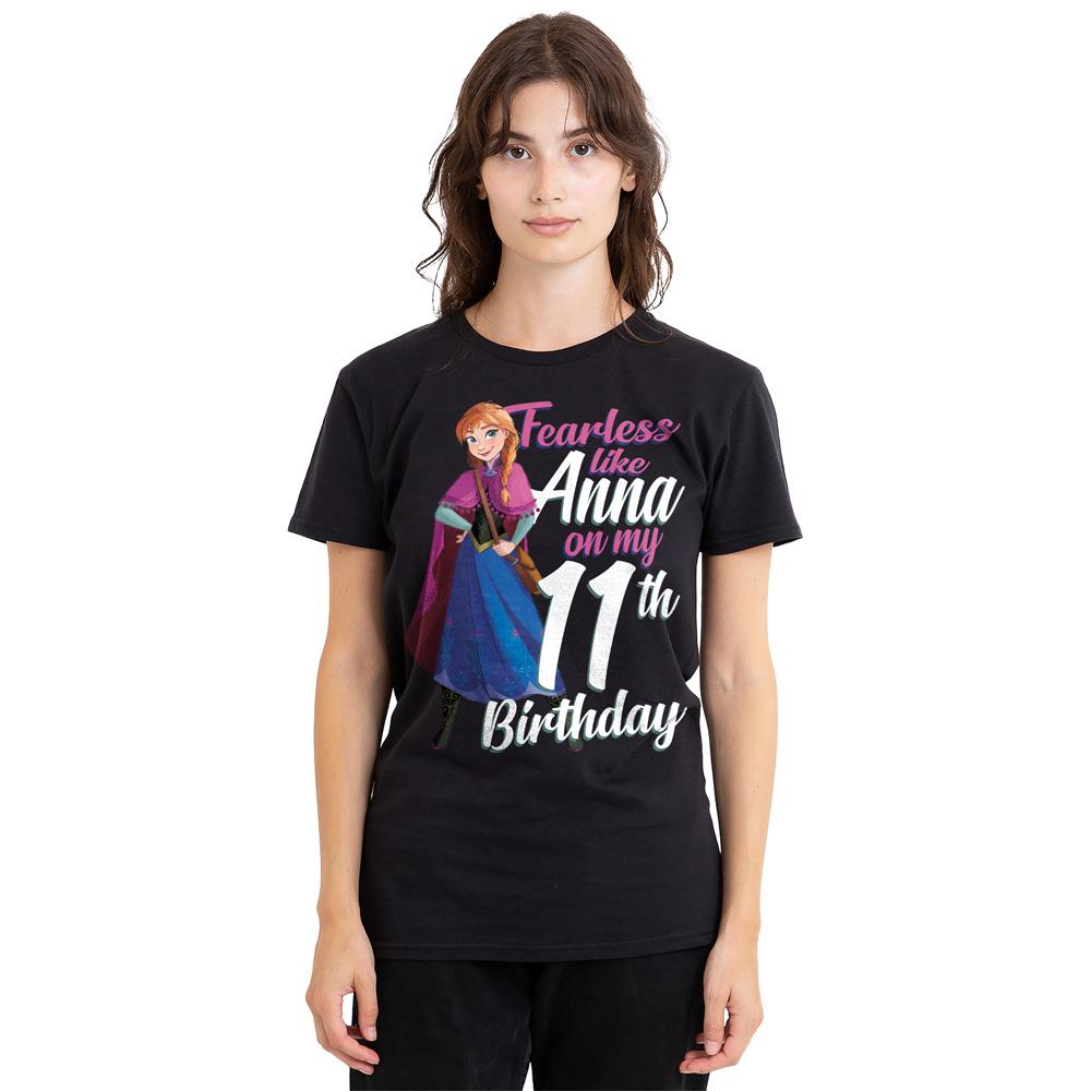 Black - Side - Frozen Unisex Adult Fearless Like Anna 11th Birthday T-Shirt