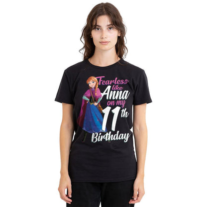 Black - Side - Frozen Unisex Adult Fearless Like Anna 11th Birthday T-Shirt