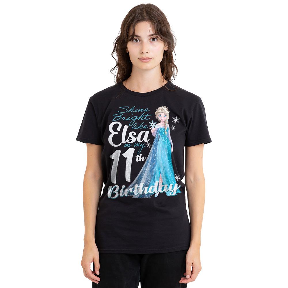 Black - Side - Frozen Unisex Adult Bright Like Elsa 11th Birthday T-Shirt