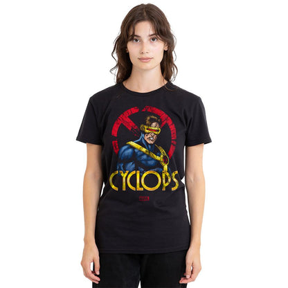 Black - Side - Marvel Unisex Adult X-Men Cyclops Logo T-Shirt