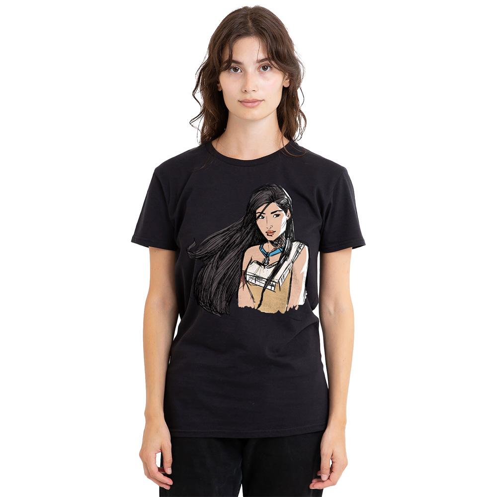 Black - Side - Pocahontas Unisex Adult Sketch T-Shirt