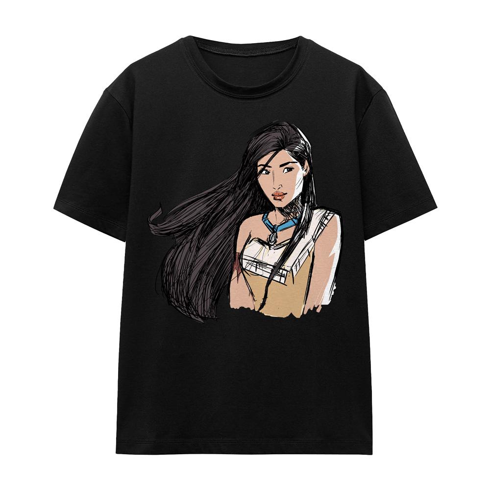 Black - Front - Pocahontas Unisex Adult Sketch T-Shirt