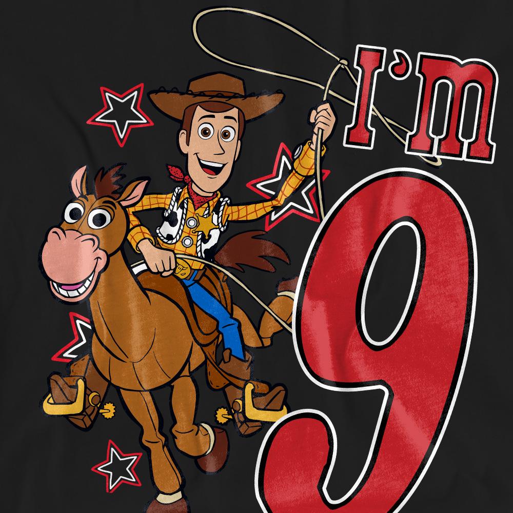 Black - Pack Shot - Toy Story Unisex Adult I´m 9 Woody Birthday T-Shirt