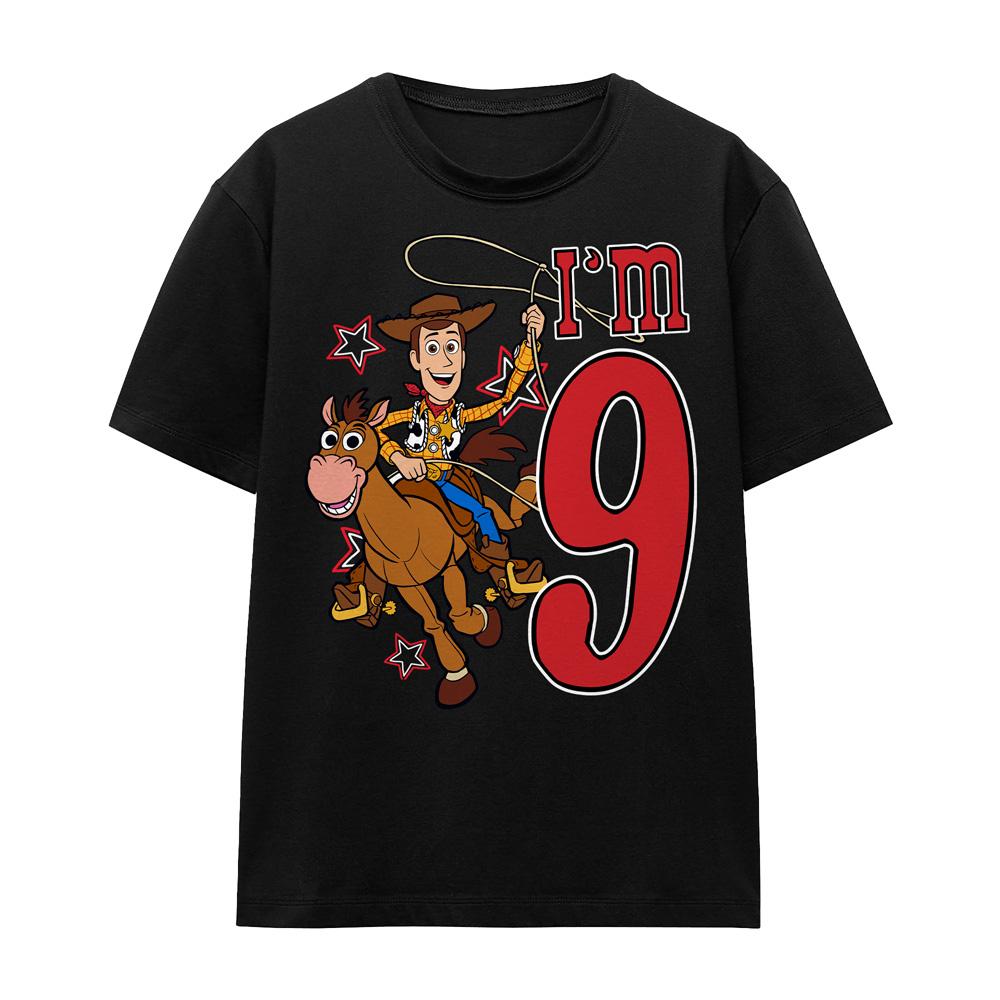 Black - Front - Toy Story Unisex Adult I´m 9 Woody Birthday T-Shirt