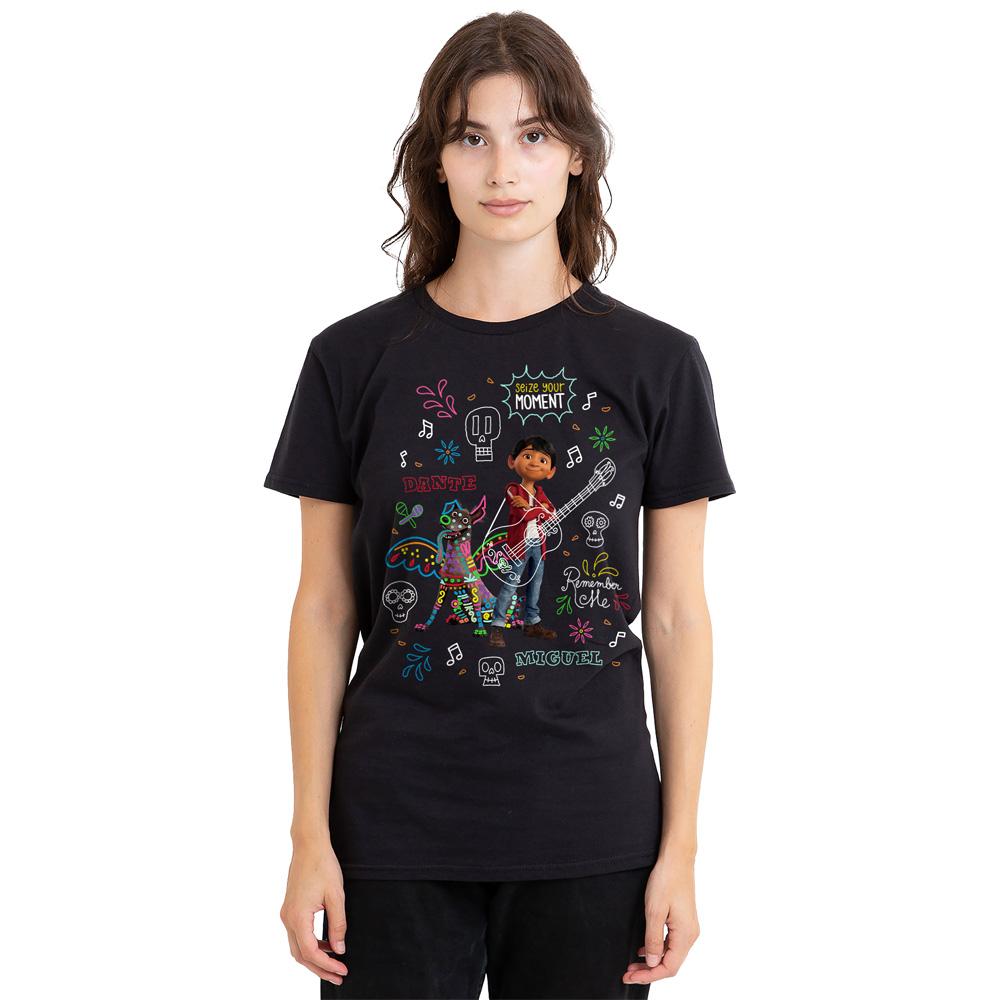 Black - Side - Coco Unisex Adult Miguel Dante Movie Quotes And Colourful Doodles T-Shirt