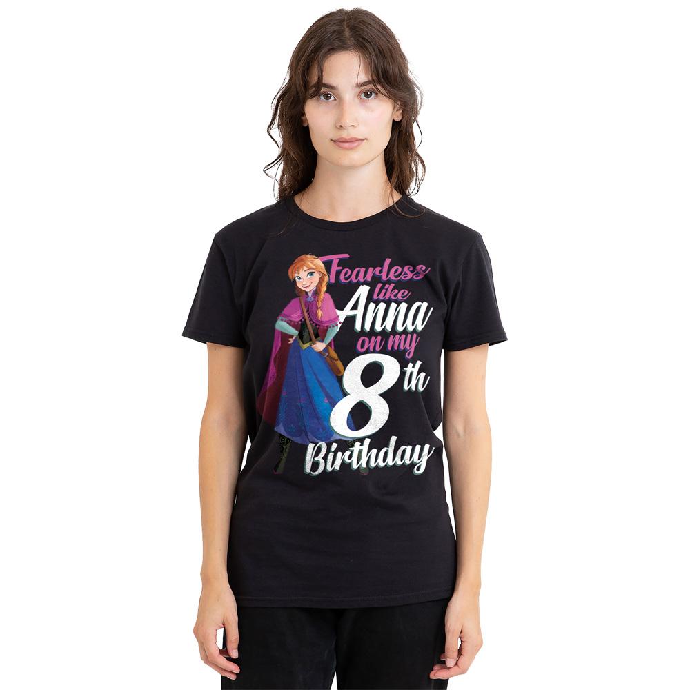 Black - Side - Frozen Unisex Adult Fearless Like Anna 8th Birthday T-Shirt