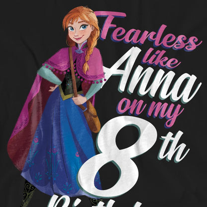 Black - Pack Shot - Frozen Unisex Adult Fearless Like Anna 8th Birthday T-Shirt