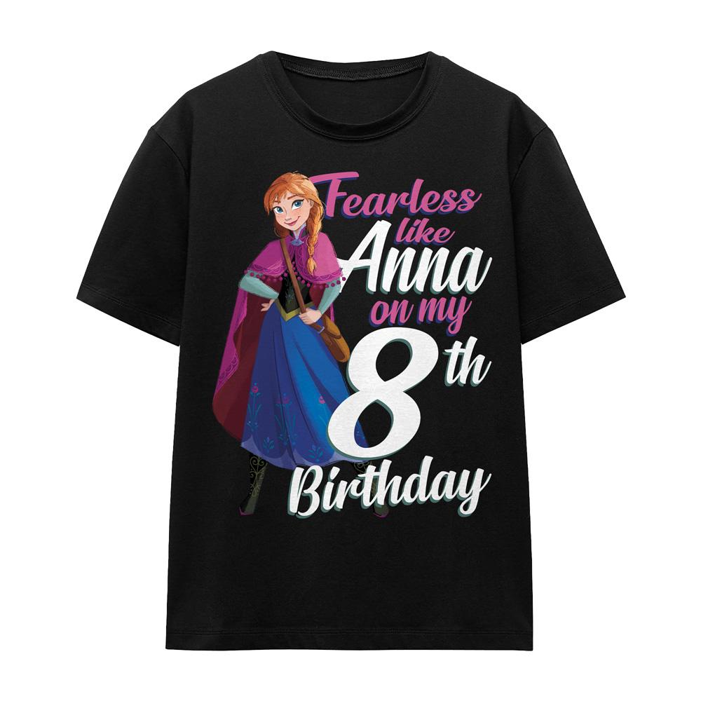 Black - Front - Frozen Unisex Adult Fearless Like Anna 8th Birthday T-Shirt