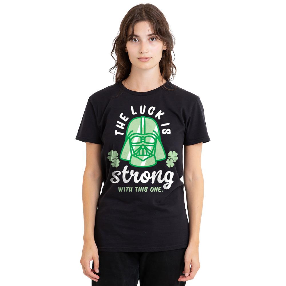 Black - Side - Star Wars Unisex Adult Strong Luck Darth Vader St Patricks Day T-Shirt