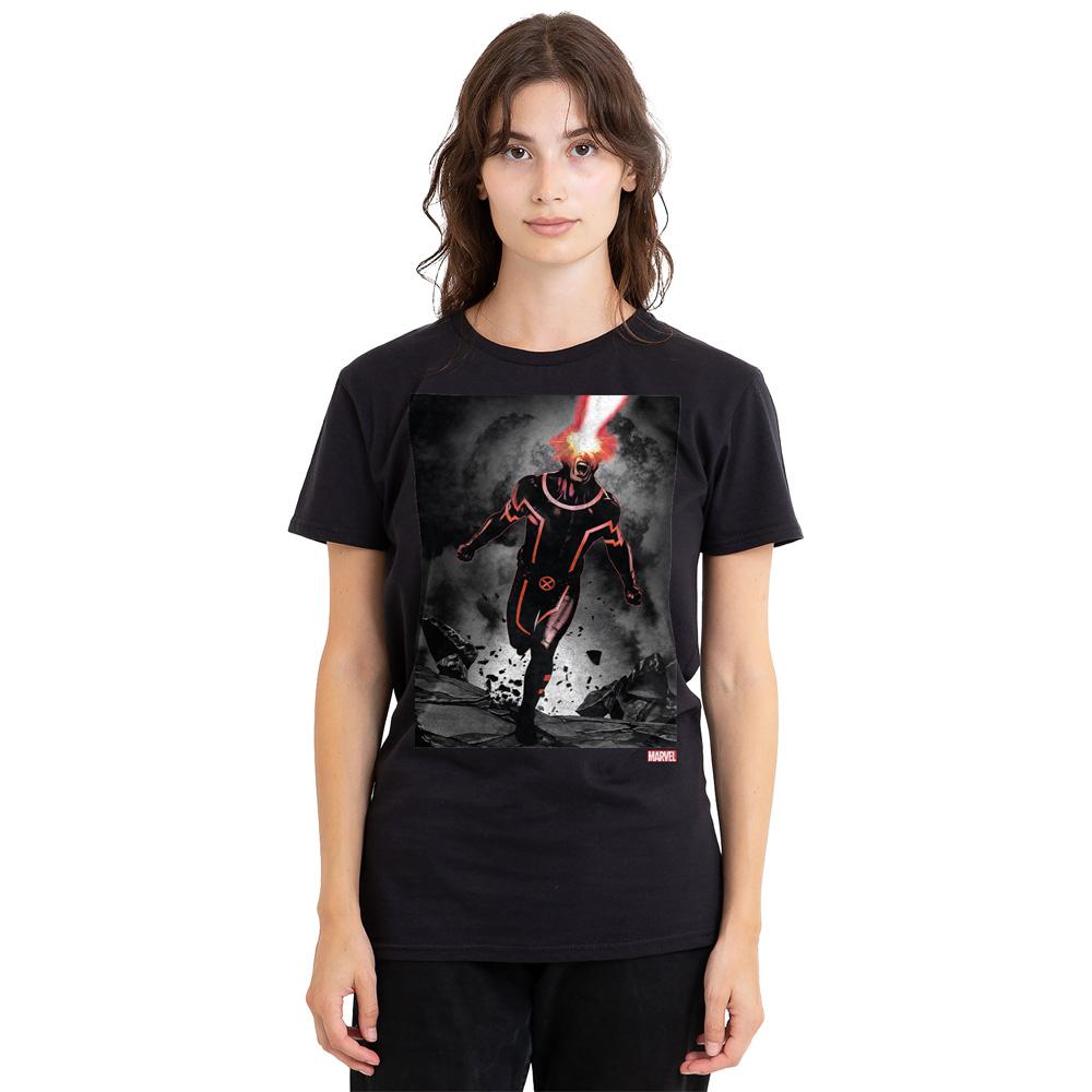 Black - Side - Marvel Unisex Adult X-Men Cyclops Blast T-Shirt