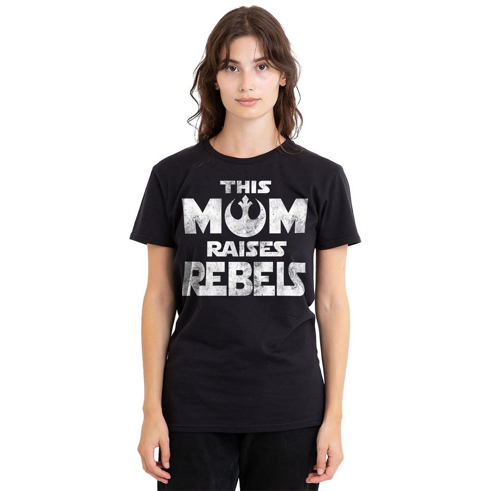 Black - Side - Star Wars Unisex Adult Mom Raises Rebels Mothers Day T-Shirt