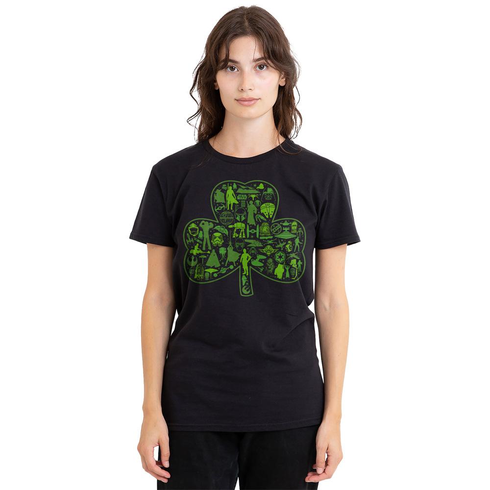 Black - Side - Star Wars Unisex Adult Clover Icons St Patricks Day T-Shirt
