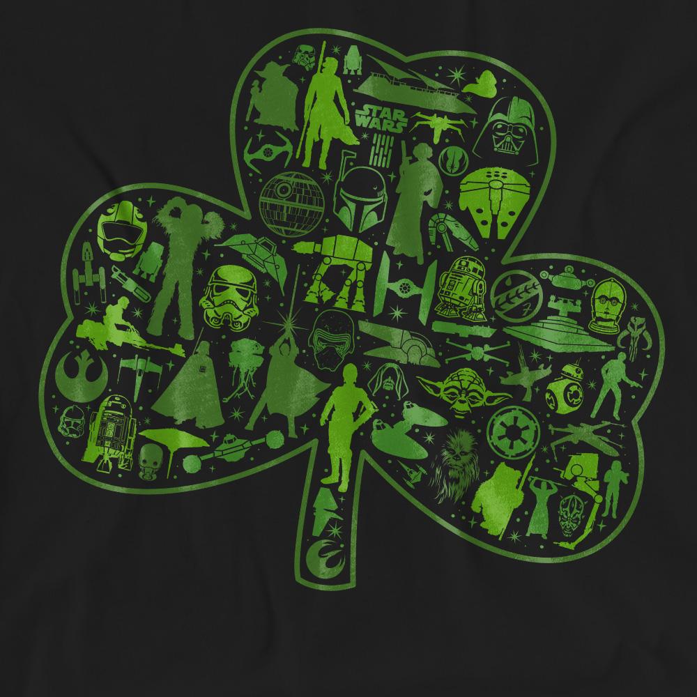 Black - Pack Shot - Star Wars Unisex Adult Clover Icons St Patricks Day T-Shirt