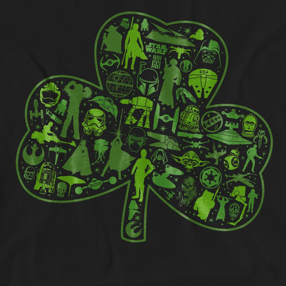 Black - Pack Shot - Star Wars Unisex Adult Clover Icons St Patricks Day T-Shirt