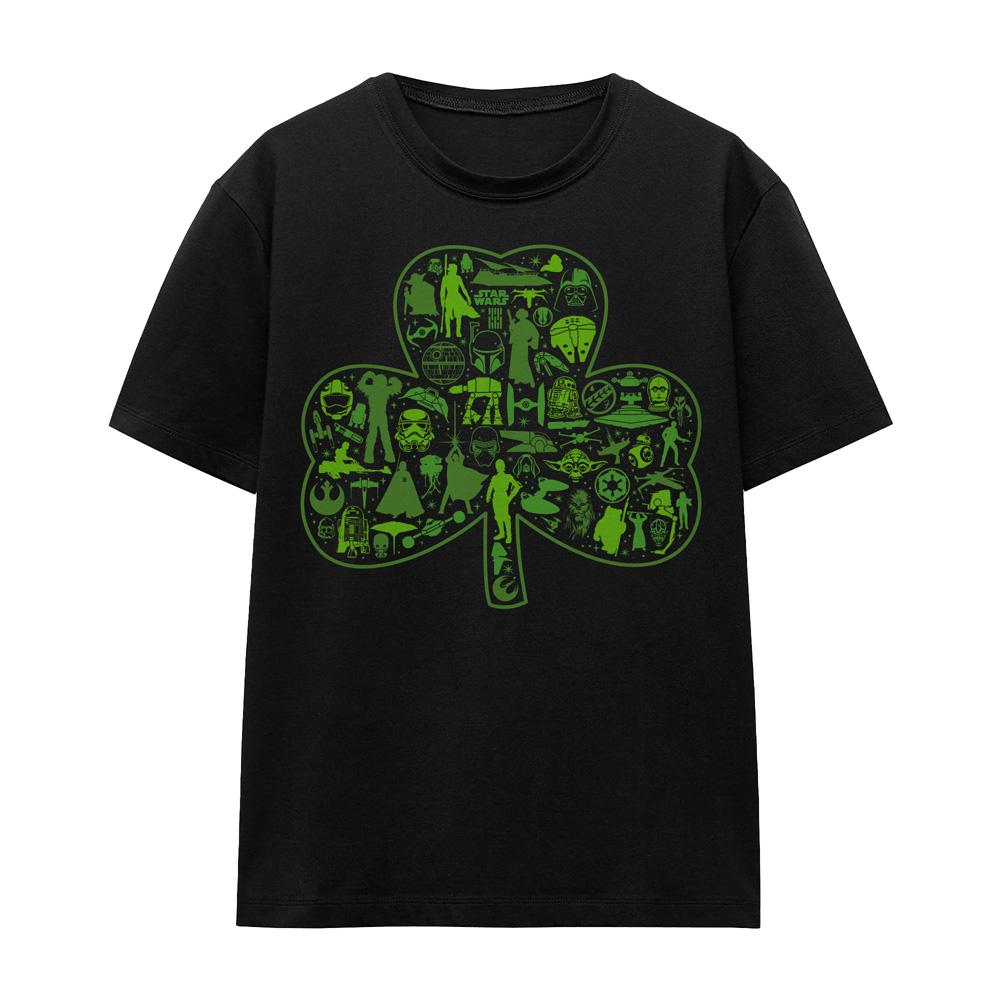 Black - Front - Star Wars Unisex Adult Clover Icons St Patricks Day T-Shirt