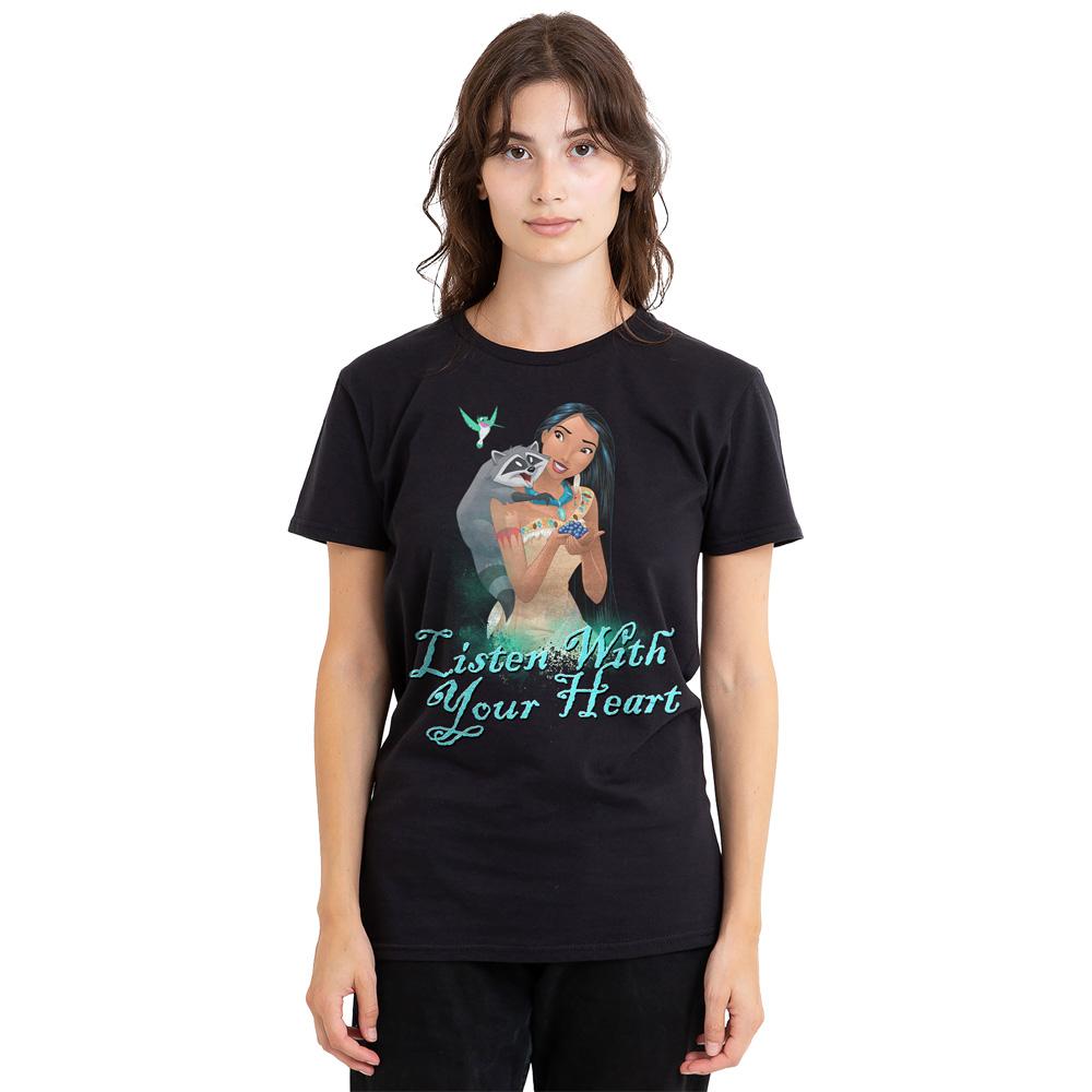 Black - Side - Pocahontas Unisex Adult Listen With Your Heart T-Shirt