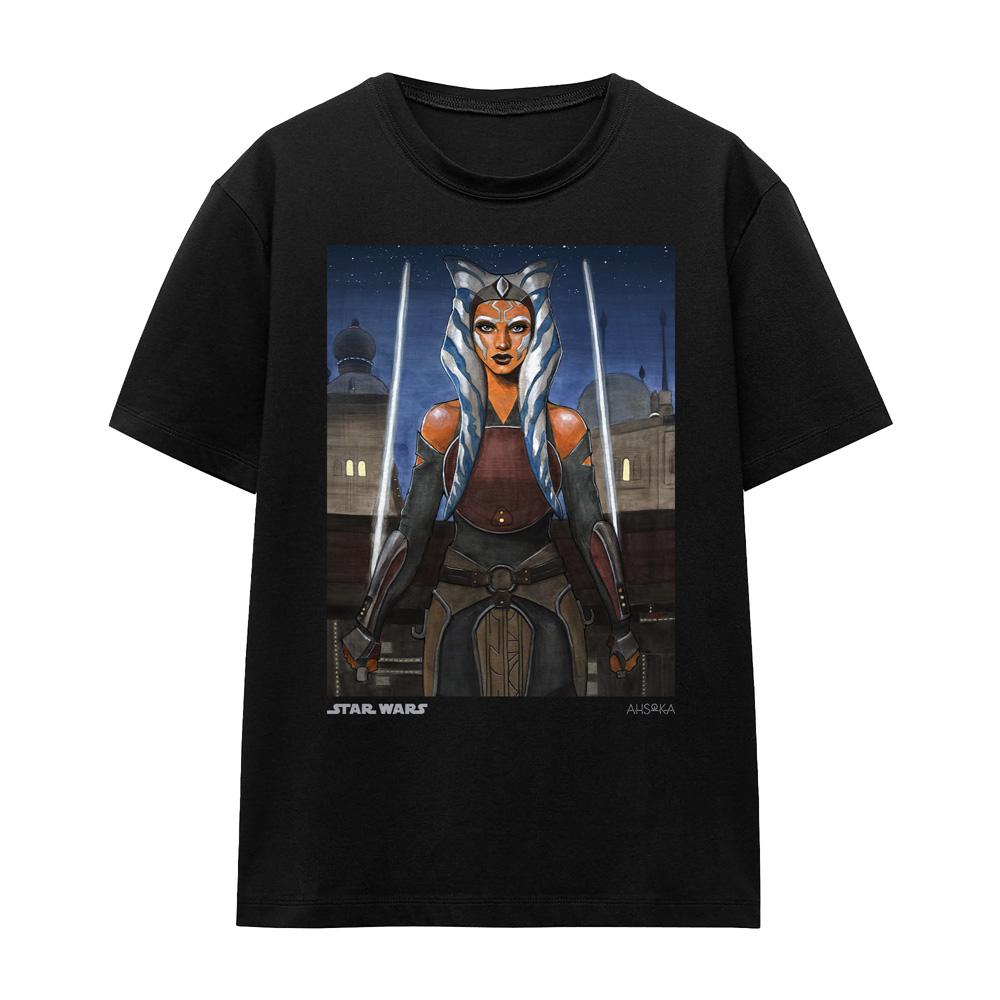 Black - Front - Ahsoka Unisex Adult Heroic Ahsoka T-Shirt