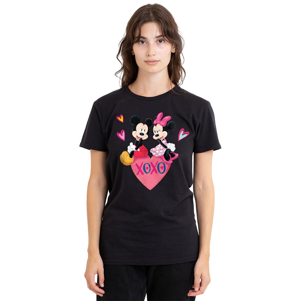 Black - Side - Mickey Mouse Unisex Adult Xoxo Minnie Mouse Valentine`s Day T-Shirt