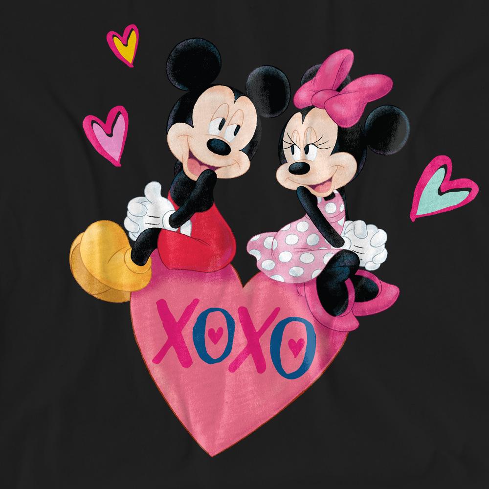 Black - Pack Shot - Mickey Mouse Unisex Adult Xoxo Minnie Mouse Valentine`s Day T-Shirt