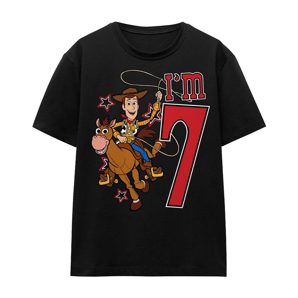 Black - Front - Toy Story Unisex Adult I´m 7 Woody Birthday T-Shirt