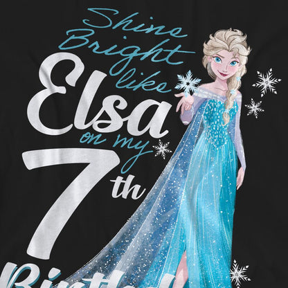 Black - Pack Shot - Frozen Unisex Adult Bright Like Elsa 7th Birthday T-Shirt