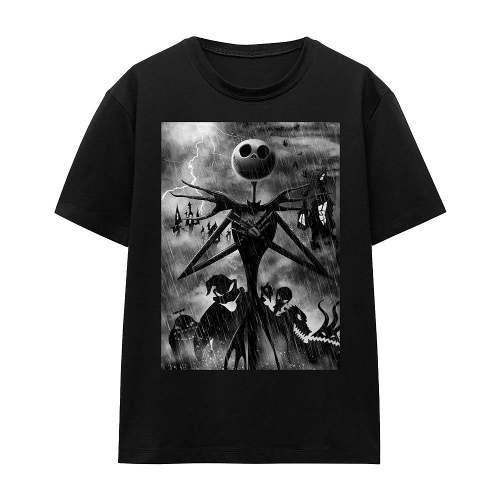 Black - Front - The Nightmare Before Christmas Unisex Adult Jack Skellington Rain T-Shirt