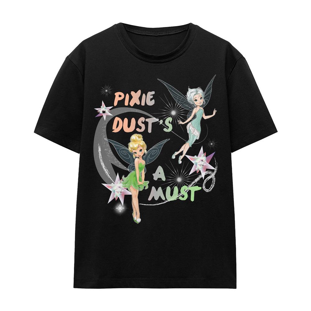 Black - Front - Disney Fairies Unisex Adult Pixie Dust´s A Must Tinker Bell & Periwinkle T-Shirt