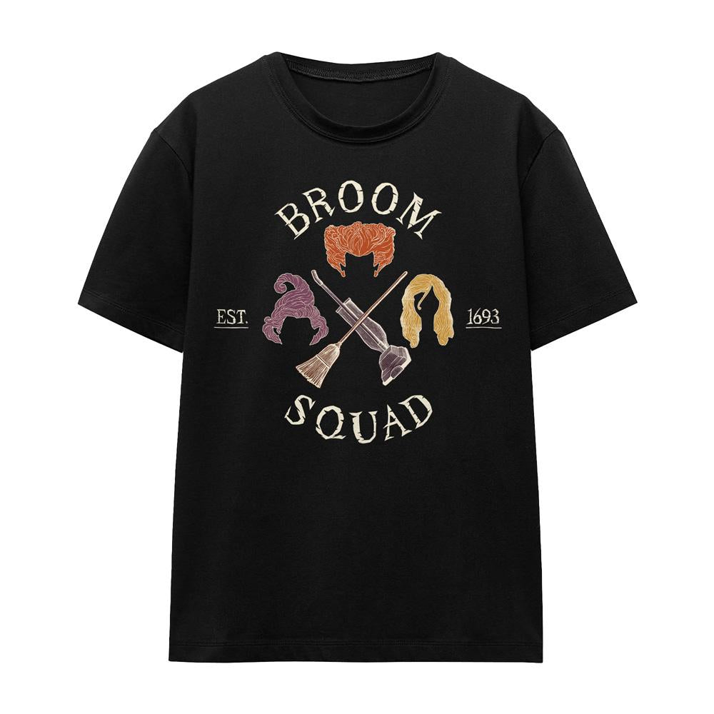 Black - Front - Hocus Pocus Unisex Adult Broom Squad Sanderson Sisters T-Shirt
