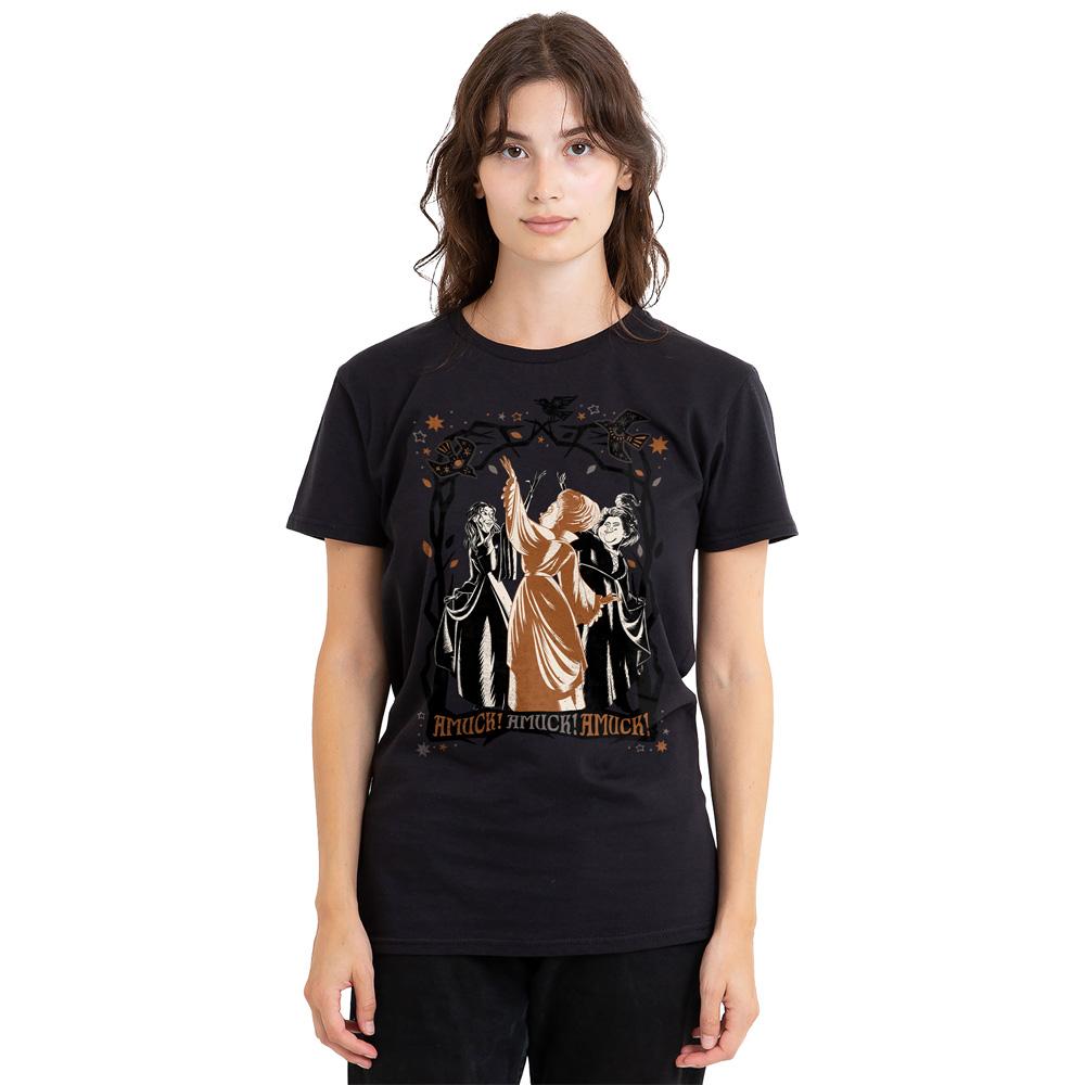 Black - Side - Hocus Pocus 2 Unisex Adult Amuck, Amuck, Amuck! Sanderson Sisters Scene T-Shirt