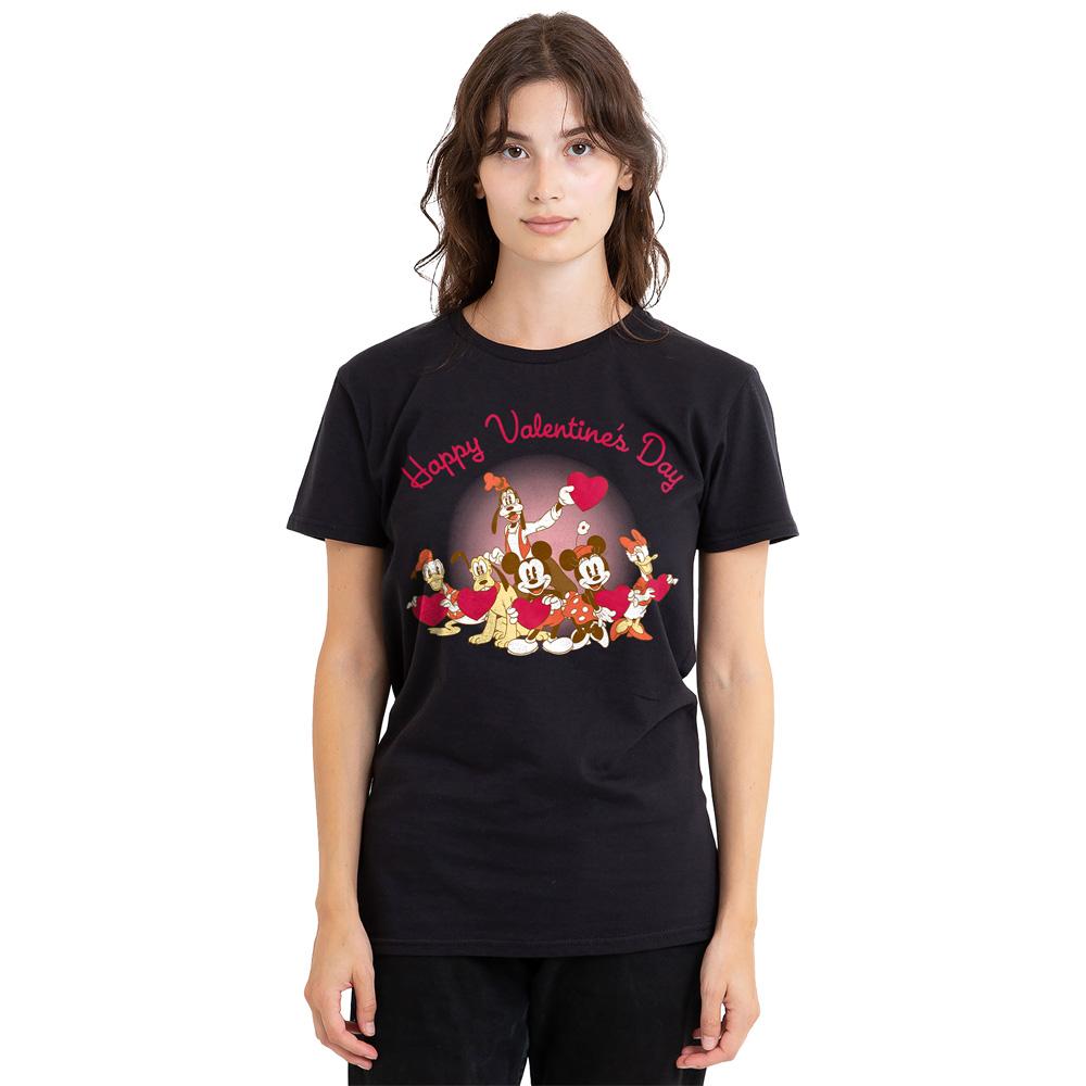 Black - Side - Mickey Mouse Unisex Adult Happy Valentine`s Day T-Shirt