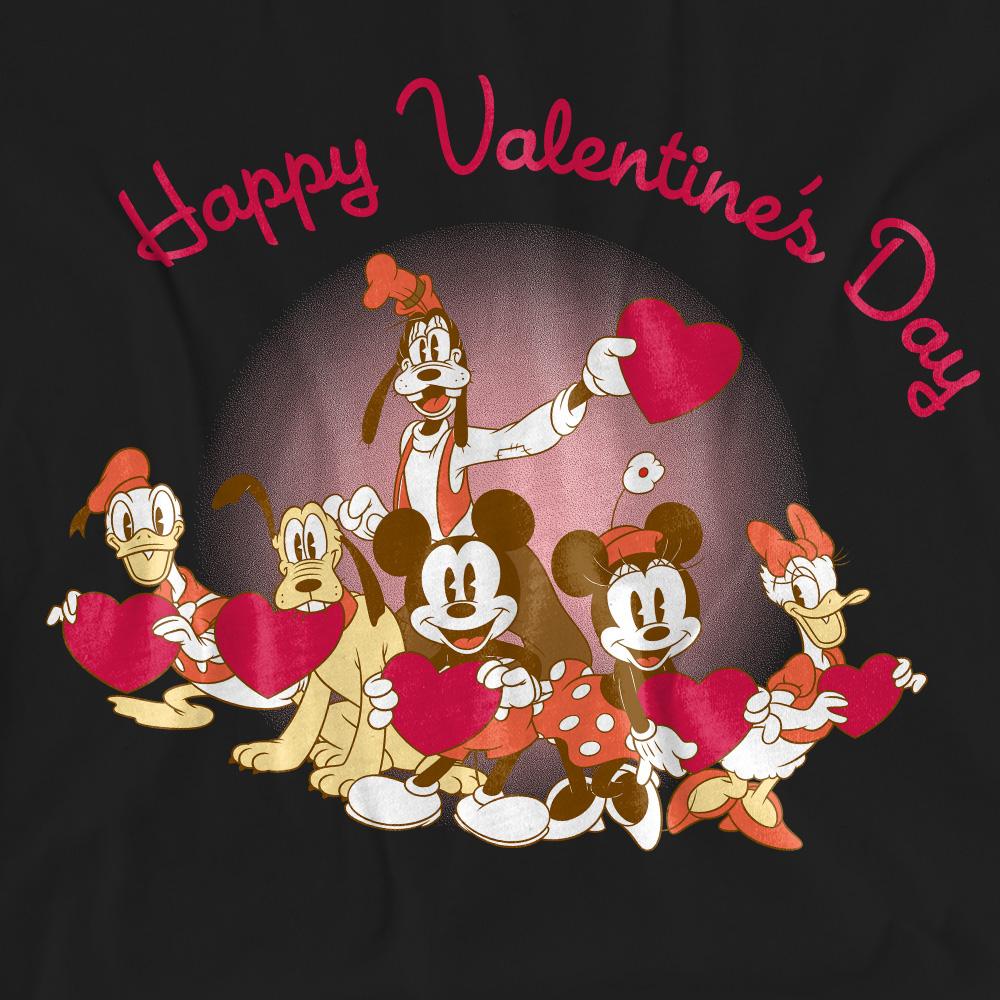 Black - Pack Shot - Mickey Mouse Unisex Adult Happy Valentine`s Day T-Shirt