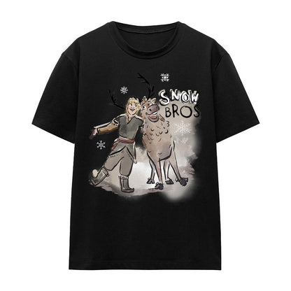 Black - Front - Frozen Unisex Adult Snow Bros Kristoff Sven T-Shirt