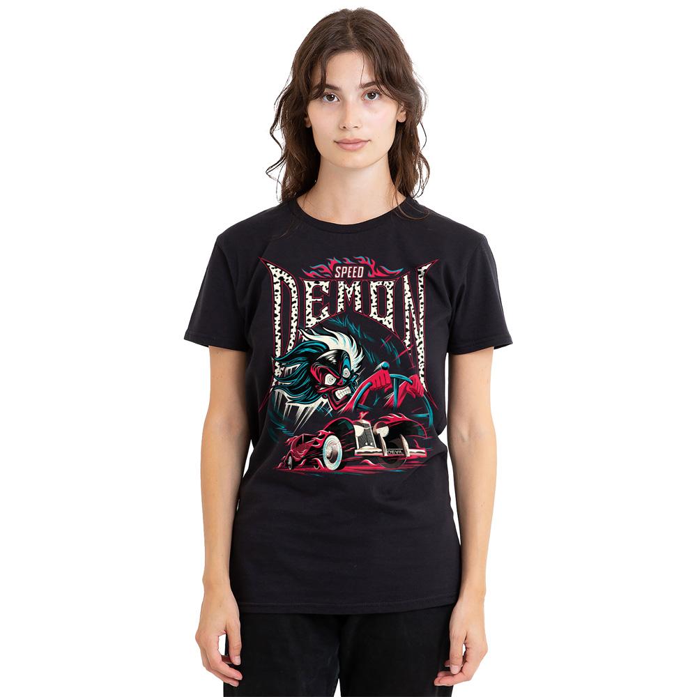 Black - Side - Disney Villains Unisex Adult Speed Demon Cruella De Vil T-Shirt