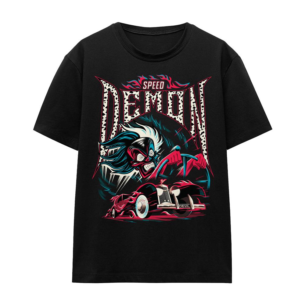 Black - Front - Disney Villains Unisex Adult Speed Demon Cruella De Vil T-Shirt
