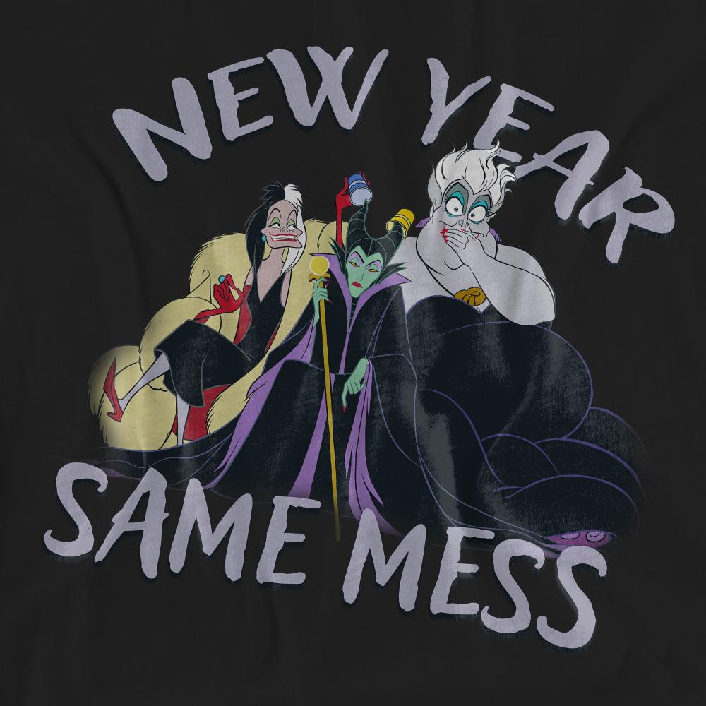 Black - Pack Shot - Disney Villains Unisex Adult New Year, Same Mess T-Shirt