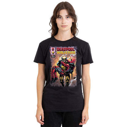 Black - Side - Deadpool & Wolverine Unisex Adult Wolverine Saves Deadpool Comic T-Shirt