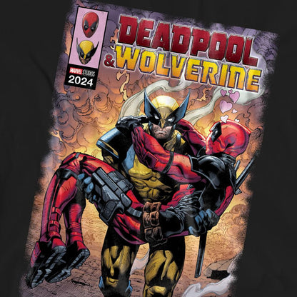 Black - Pack Shot - Deadpool & Wolverine Unisex Adult Wolverine Saves Deadpool Comic T-Shirt