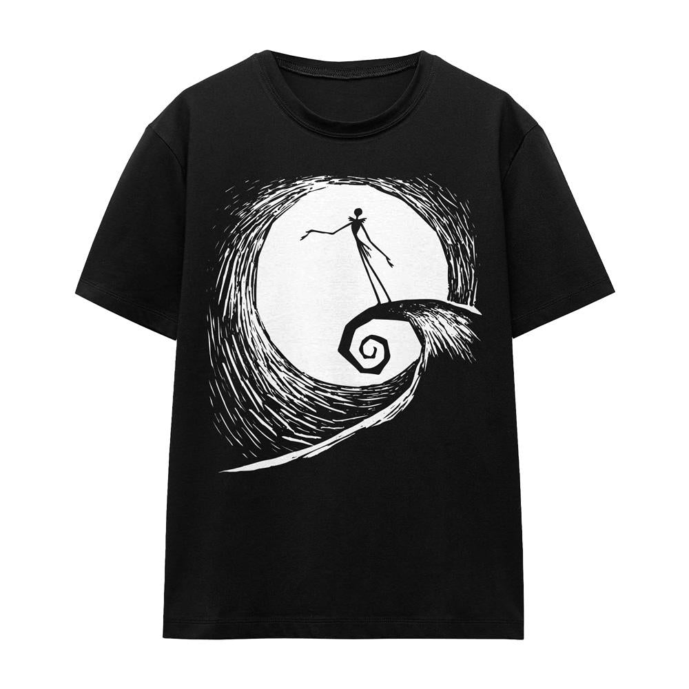 Black - Front - The Nightmare Before Christmas Unisex Adult Jack Moon Silhouette T-Shirt